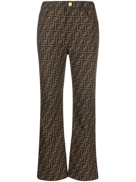 fendi logo print trousers|Fendi trousers in brown twill.